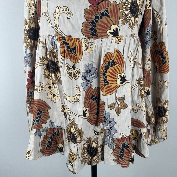 Angie Babydoll Top Womens Small Oversized Flowy Open Back Floral Bohemian Hippie - Picture 4 of 12